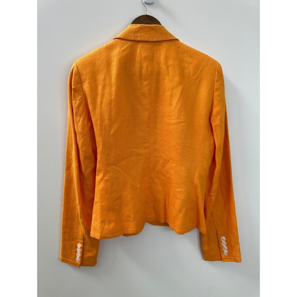 Lauren Ralph Lauren 100% Linen 3-Button Orange Blazer Jacket Women's Size 4 - Picture 8 of 13